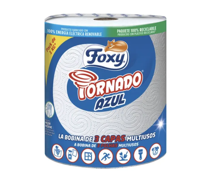 2 Unidades FOXY Papel Cocina Tornado Azul Extra-Resistente 3 Capas 1 Kg por 5.60€
