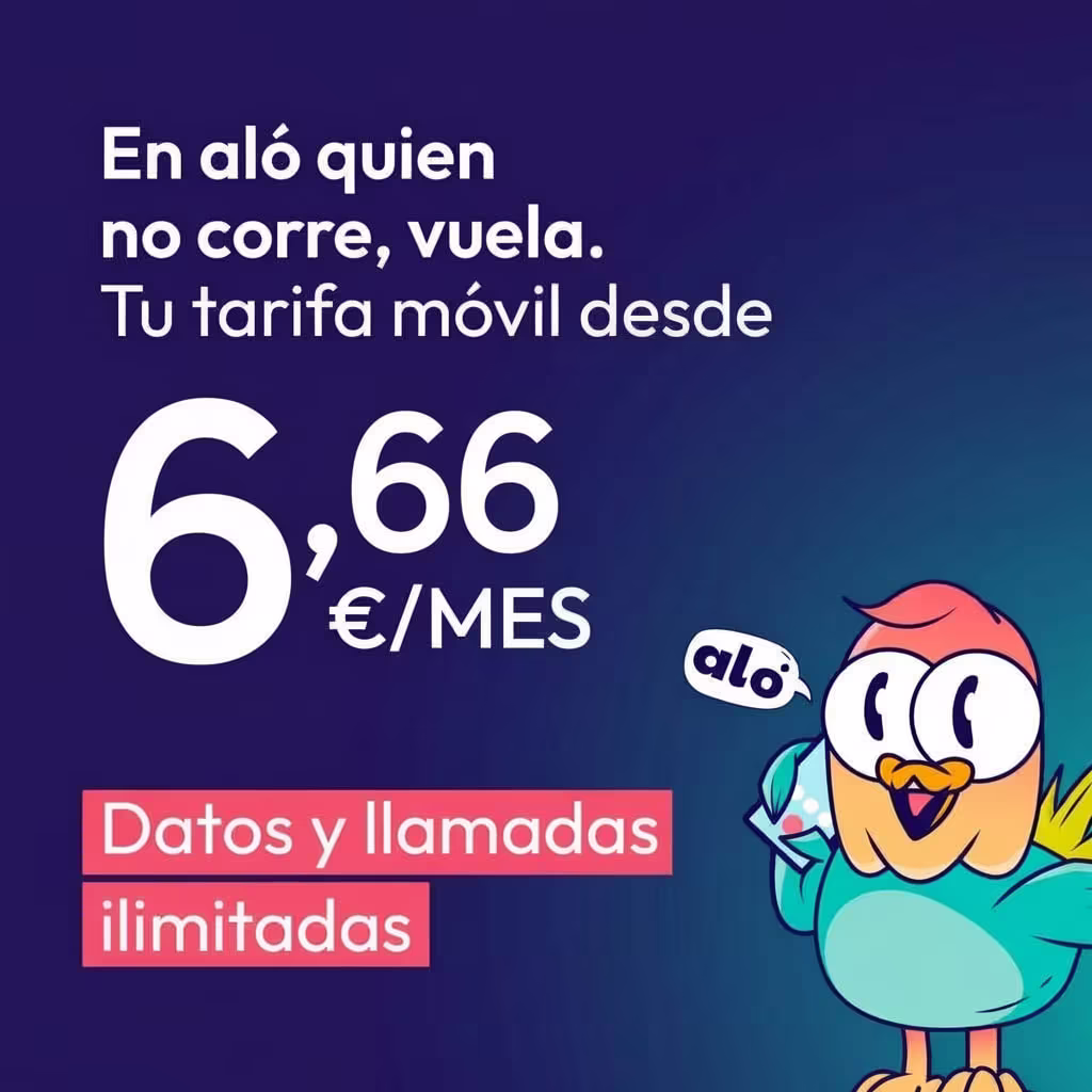 Aló Tarifa movil ilimitada 1 año [6,66€ al mes en un pago anual de 79.9€]