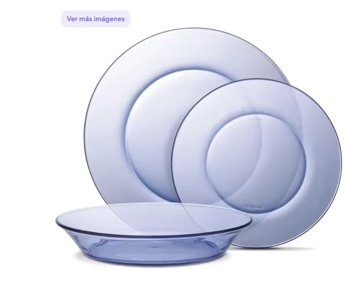Duralex Vajilla Completa 12 Piezas Vidrio Templado Platos Llanos Hondos Postre