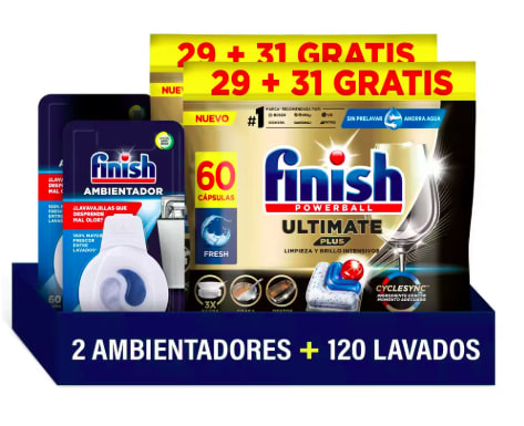 Finish Powerball ULTIMATE PLUS ALL IN 1 60 pastillas y 2 ambientadores por 26.51€
