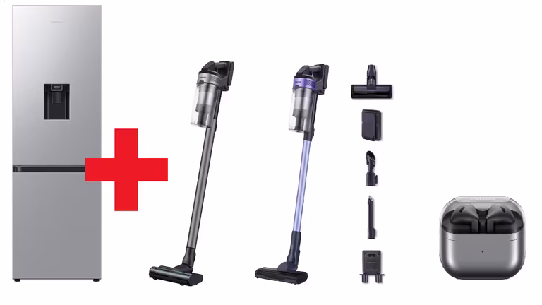 Pack Samsung Frigorífico Combi 185cm 341L Clase D RB34C632DSA/EF + Aspiradora Jet 75E Pro + Aspiradora Jet 60 Turbo + Buds3 /( más opciones)