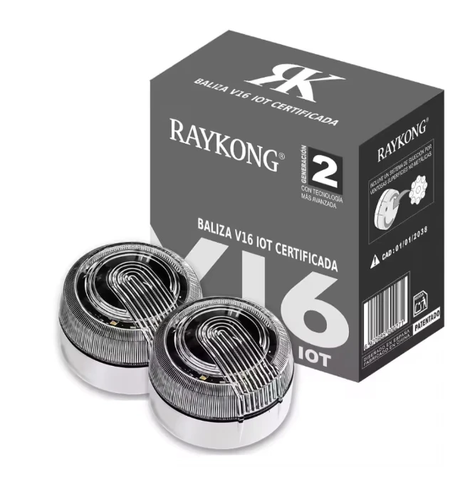 Raykong (2nd Gen) x 2 Baliza V16 Homologada DGT Geolocalizador Luz Emergencia