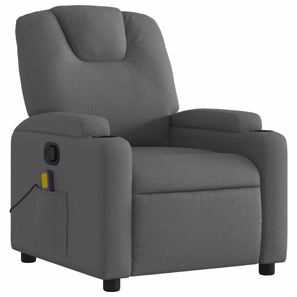 Sillón de masaje reclinable de tela gris oscuro | Envío gratis
