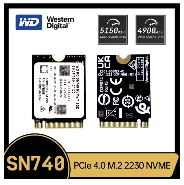 Western Digital WD SN740 2 TB M2 2230 NVMe PCIe Gen 4×4 SSD para Surface Steam Deck