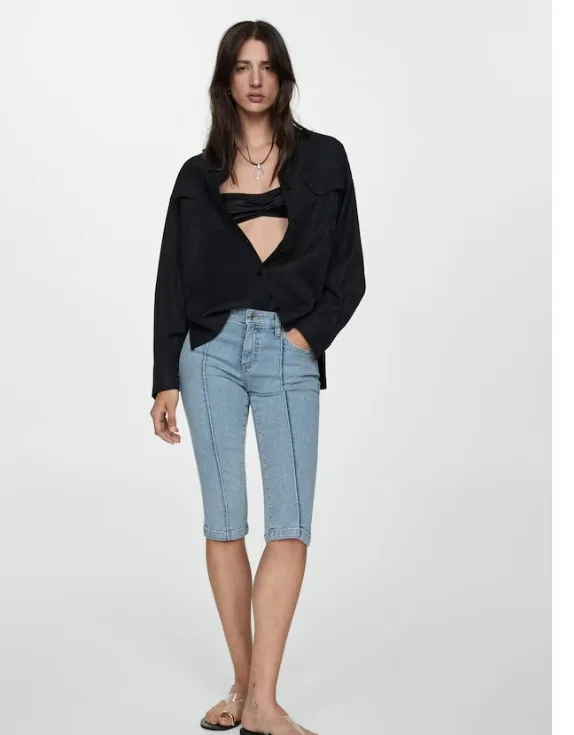 Jeans slim capri costuras decorativas para Mujer por por 2.99€