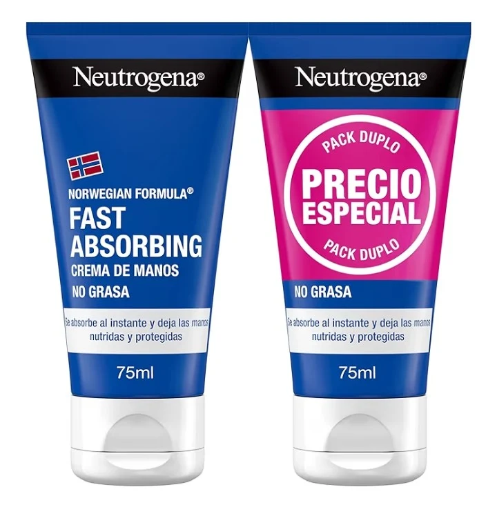 Neutrogena Fast Absorbing Pack 2×75ml por 4.94€.