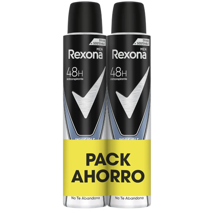 Rexona Invisible Desodorante Antitranspirante Aerosol Hombre Ice Pack Ahorro 2×200 ml