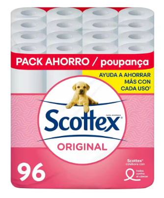 Scottex Papel Higiénico Original 96 Rollos de 2 capas por 17.30€